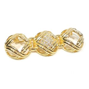 Vintage Christian Dior Trinity Brooch  Gold Tone Clear Rhinestone Germany